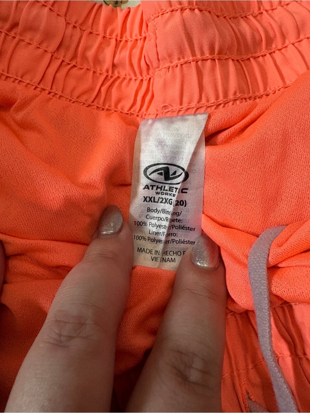 Athletic Works Coral Pink Athletic Shorts with Navy Trim - Picture 2 of 2
